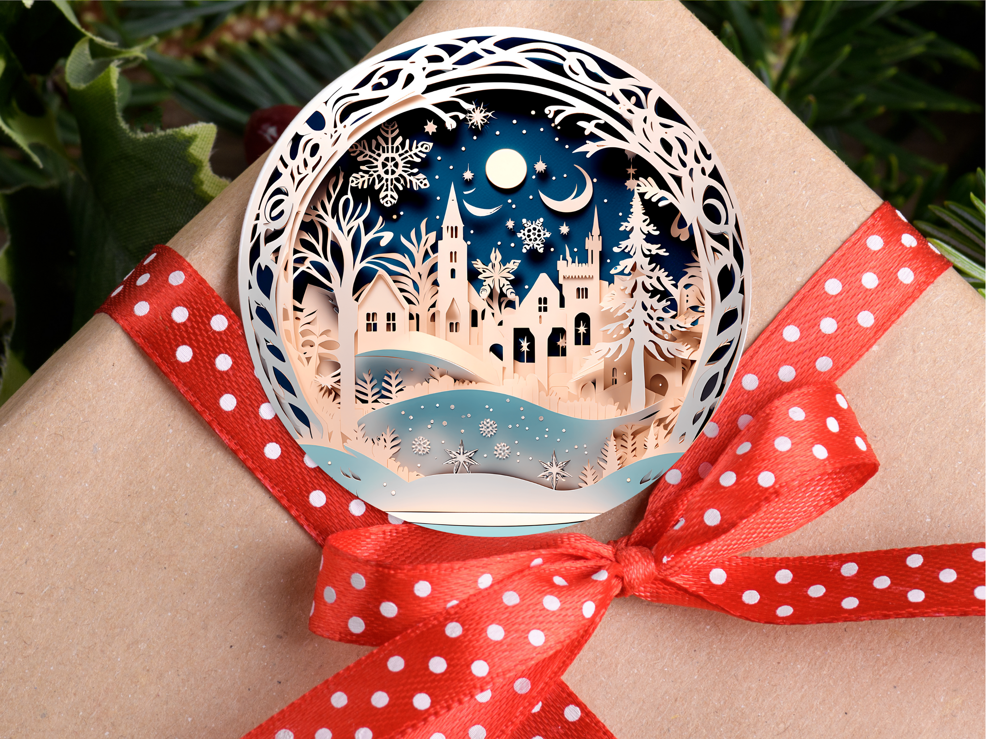 3" Ceramic Ornament 3D Paper Winter Wonderland #419