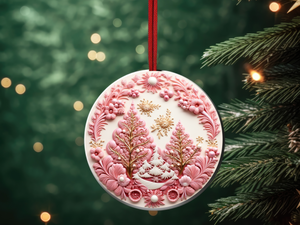 3" Ceramic Ornament Pink Wonderland #402