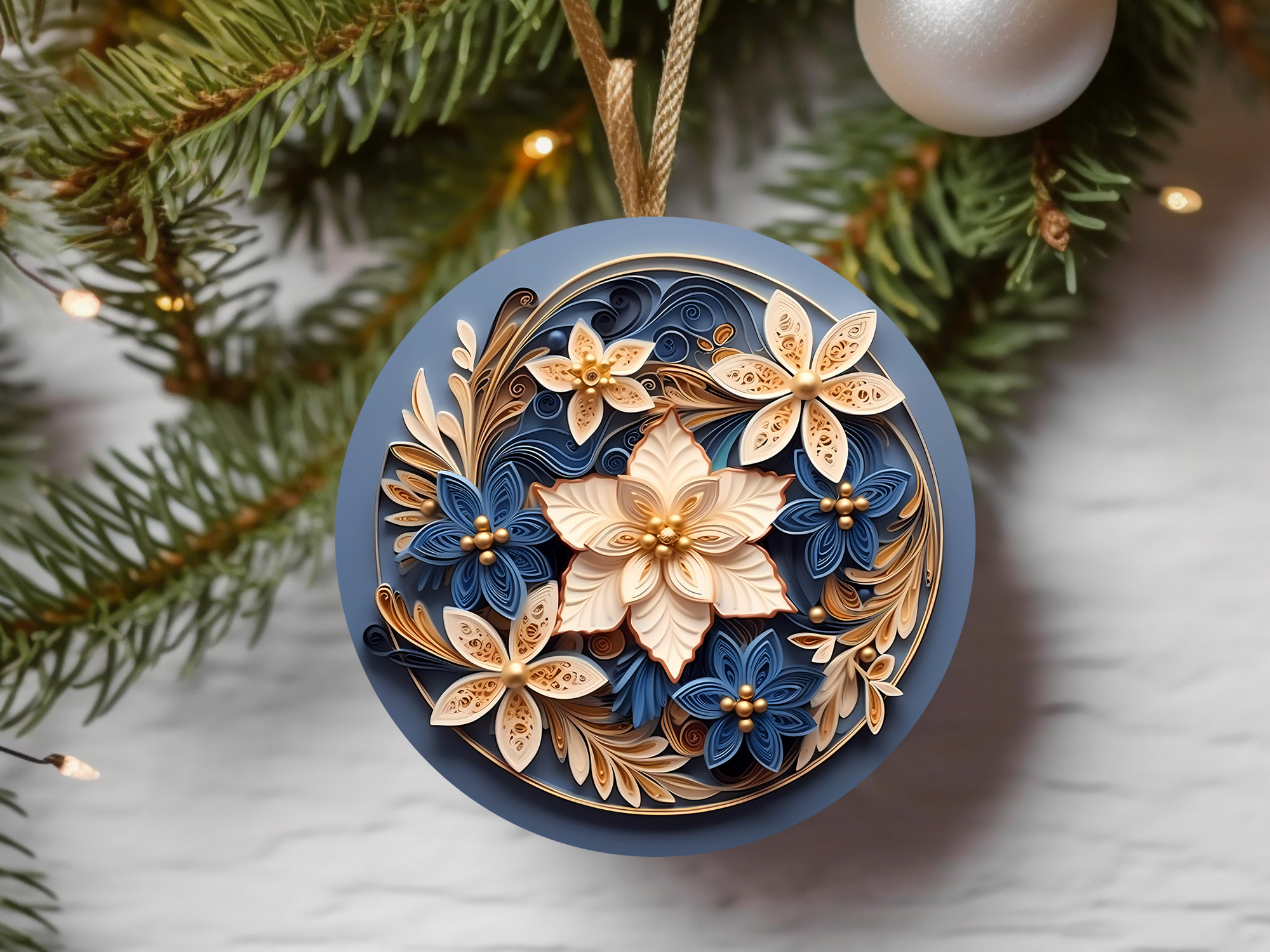 3" Ceramic Ornament Blue Series #403