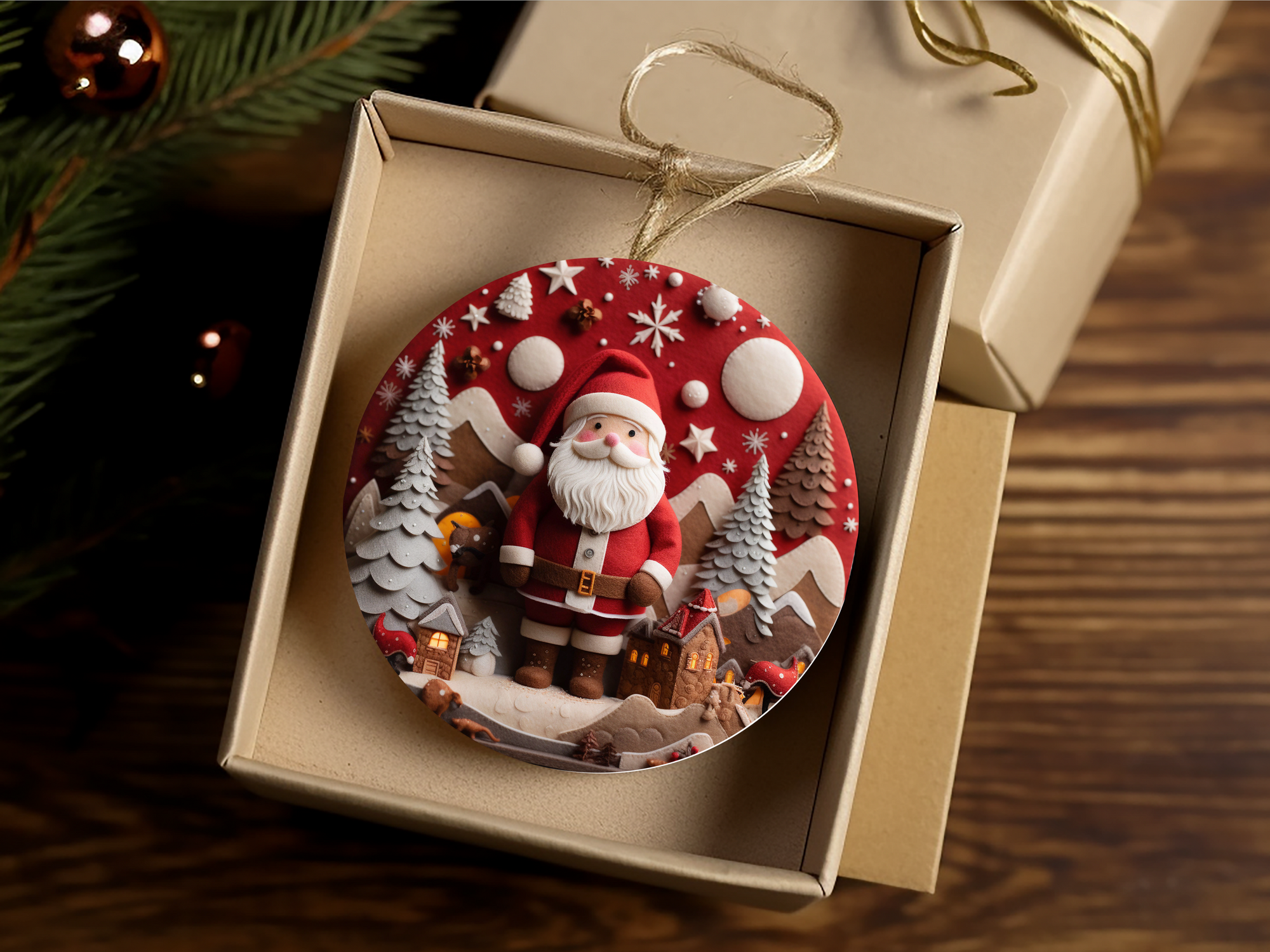3" Ceramic Ornament Red Santa #404