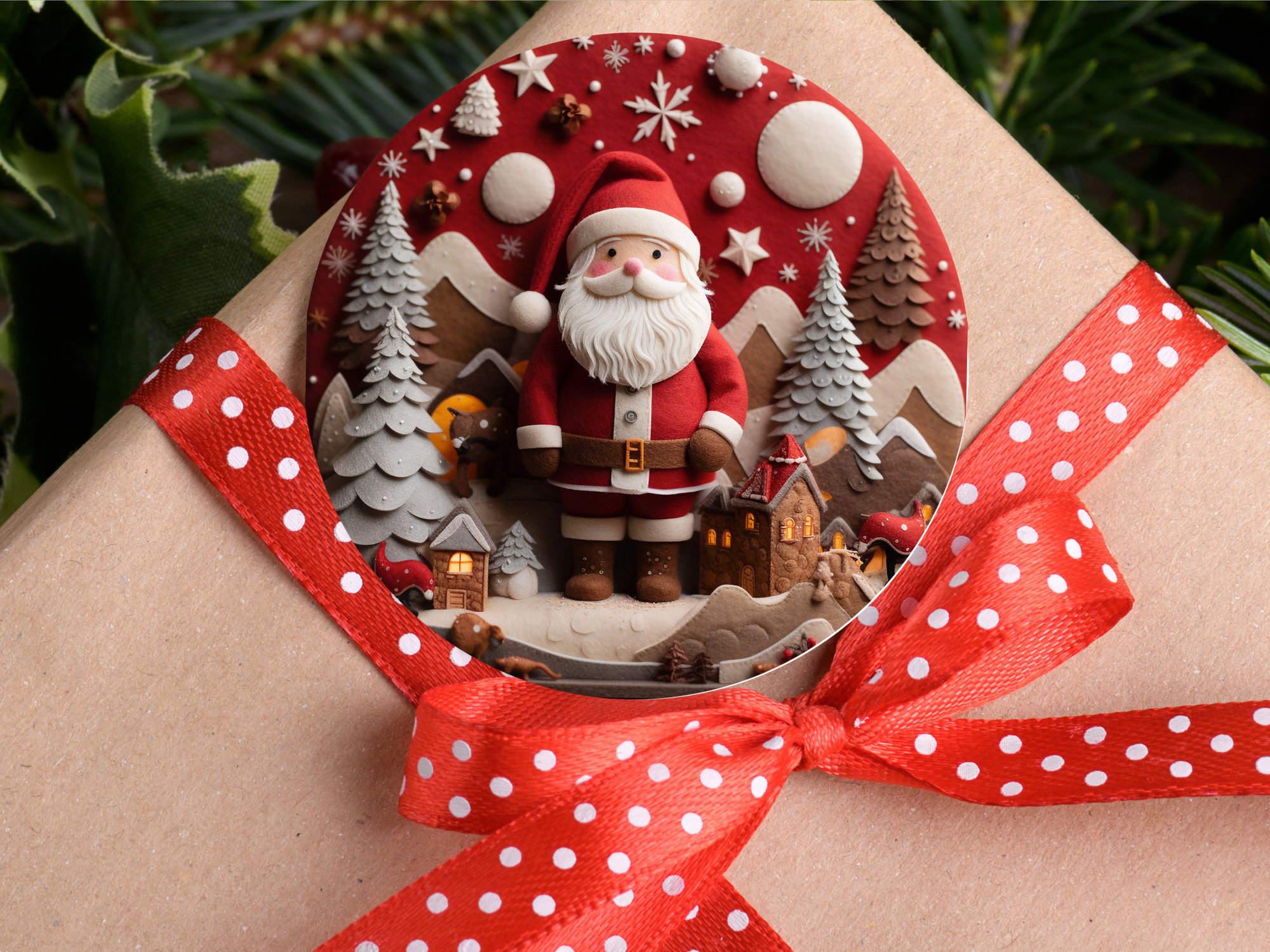 3" Ceramic Ornament Red Santa #404