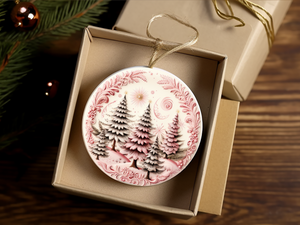 3" Ceramic Ornament Pink Wonderland #401
