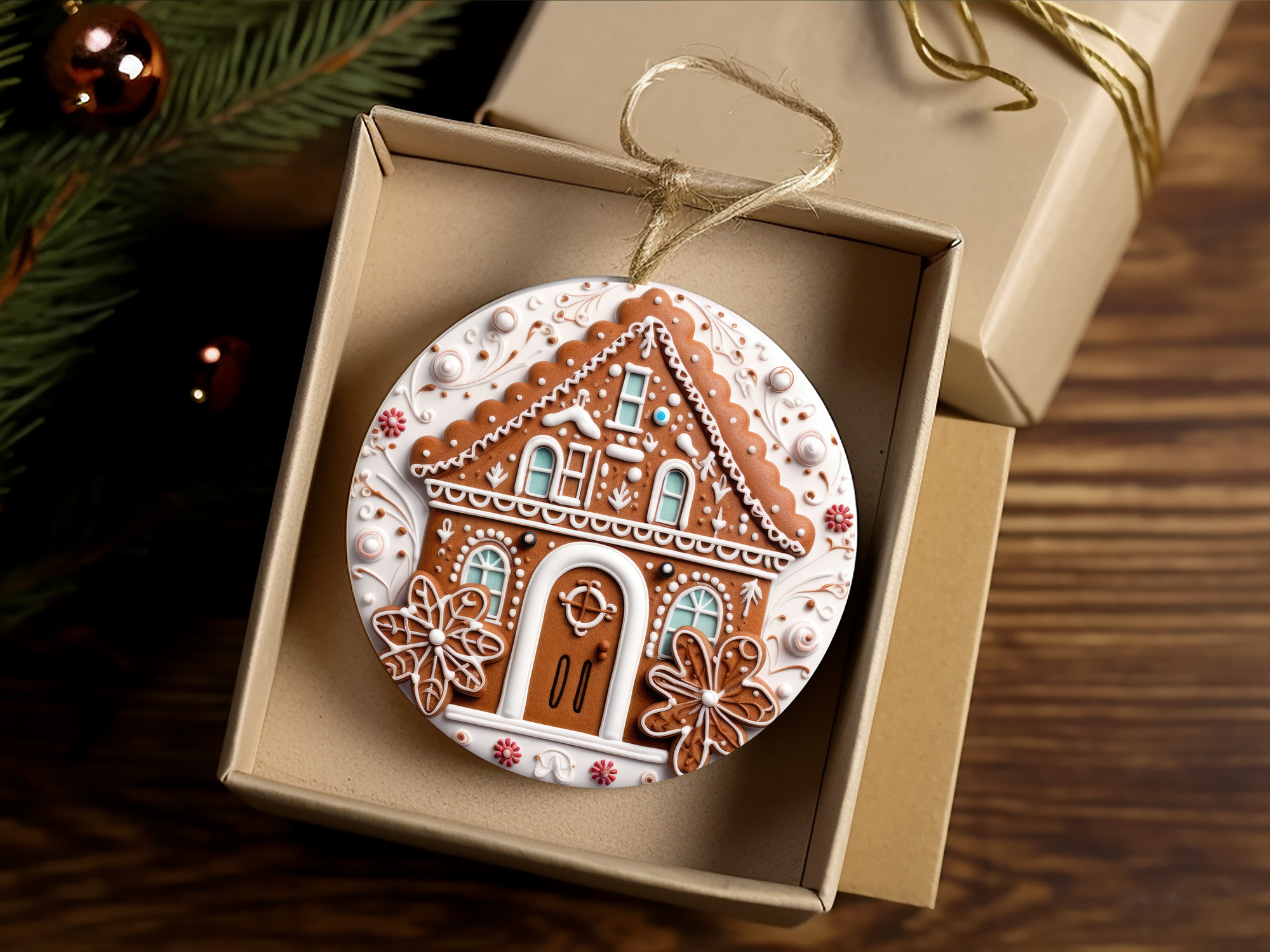 3" Ceramic Ornament Gingerbread Series #417