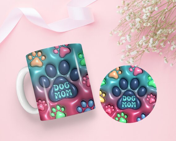 11 oz Ceramic Mug and Matching Coaster Set "Dog Mom" #102