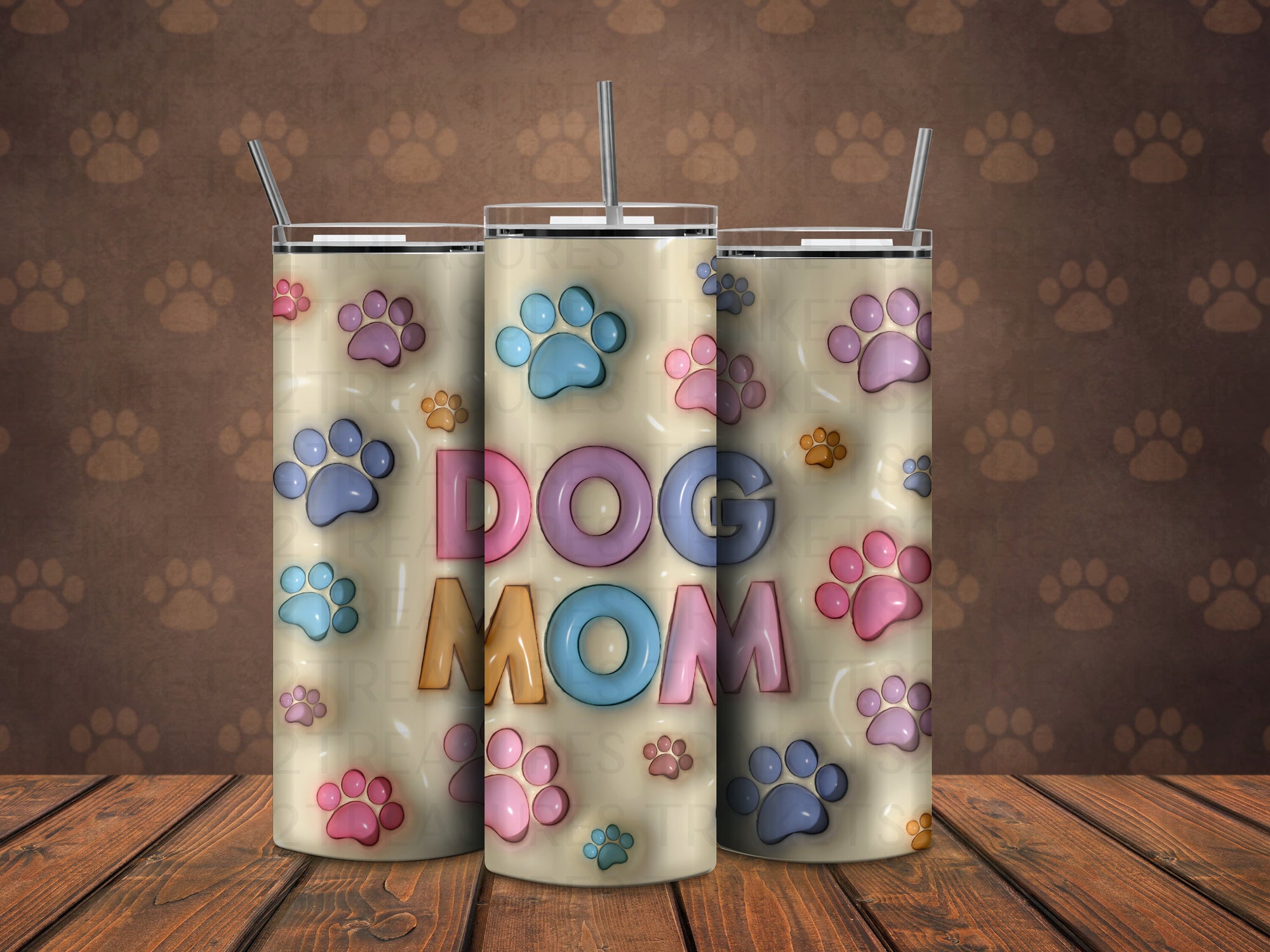 Personalized 20 oz Stainless Steel Tumbler/Includes Metal Straw/Dog Mom Design/#302