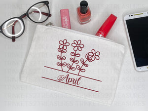 Personalized Canvas Tote Bag with Matching Canvas Make-up Bag/Monogram/Simple & Elegant/#720