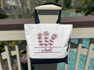 Personalized Canvas Tote Bag with Matching Canvas Make-up Bag/Monogram/Simple & Elegant/#720