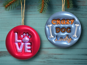 3" Acrylic or MDF Elegant Ornaments Puppy Love Series #401