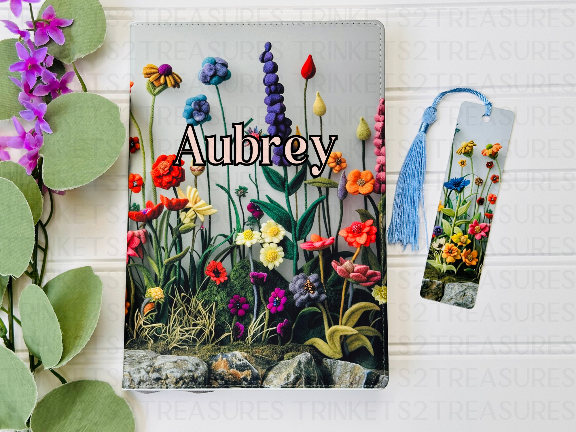 Personalized Journal and Matching Bookmark Wildflowers Keepsake Journal #810