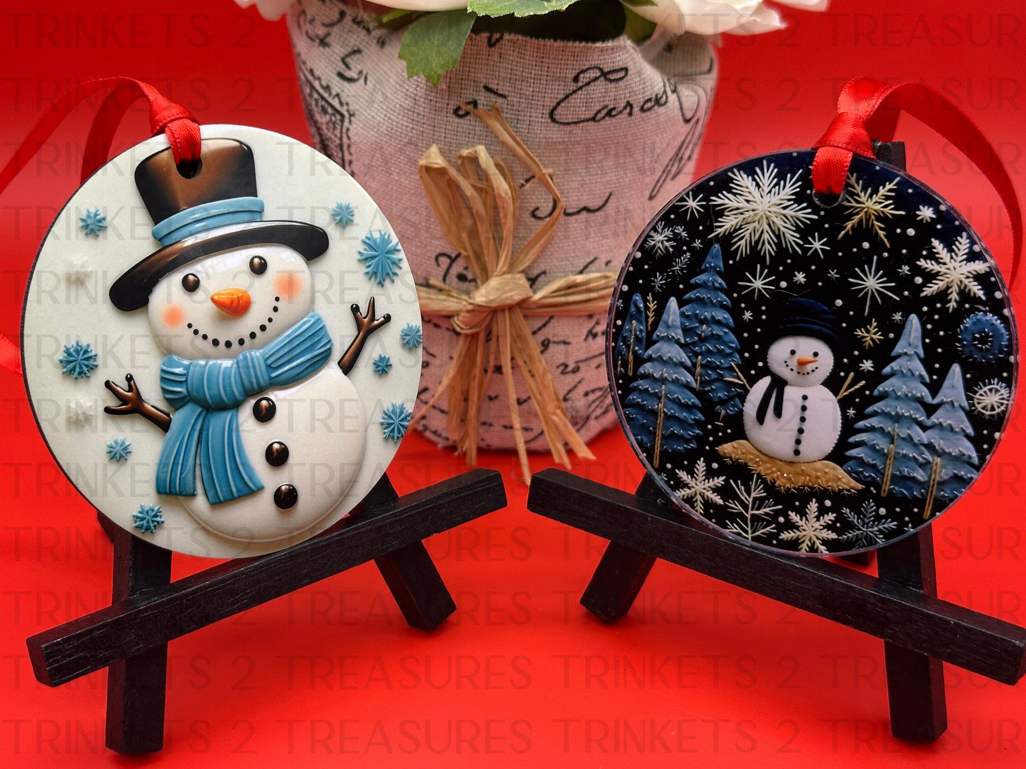 3" Acrylic or MDF Elegant Ornaments Snowman Delights Series #403