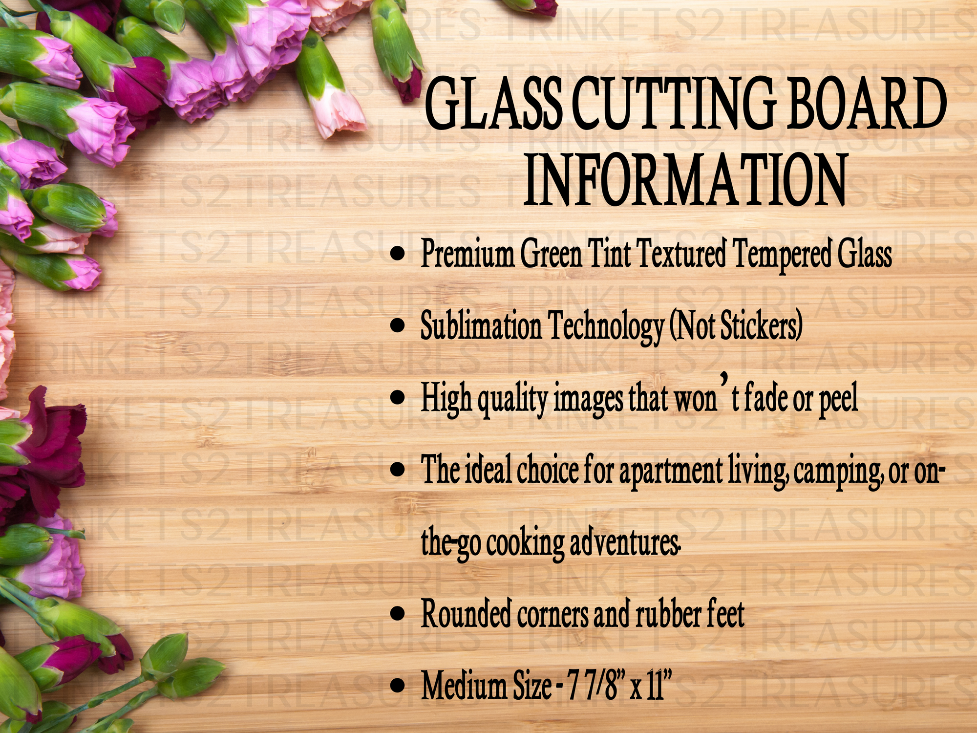 Personalized 8" x 11" Textured & Tempered Glass Cutting Board/Mom Description #606