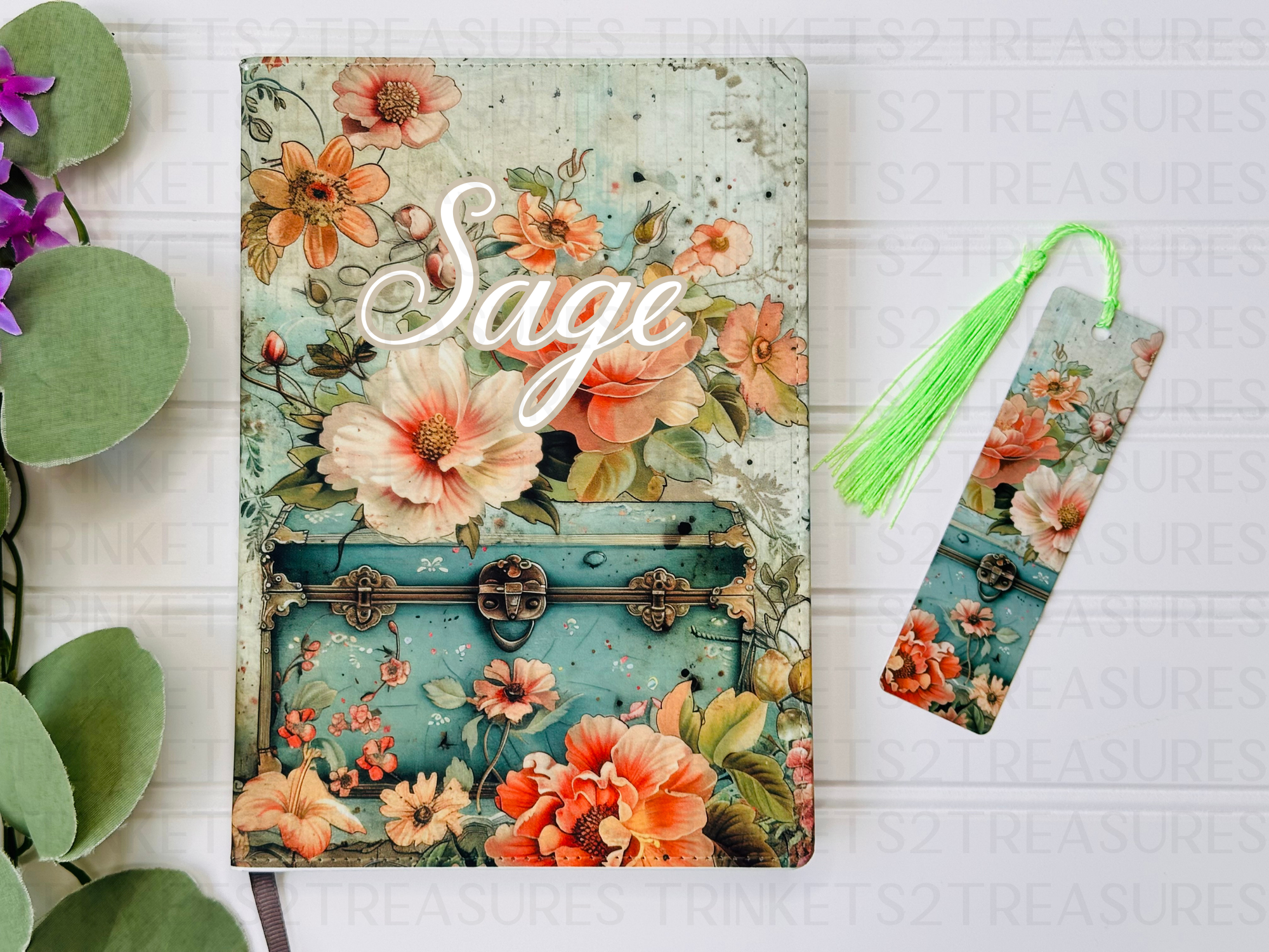 Personalized Journal and Matching Bookmark Traveling Light Keepsake Journal #809