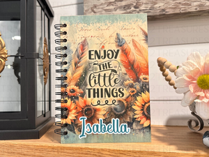 Personalized Enjoy The Small Things Wood Notebook #1017