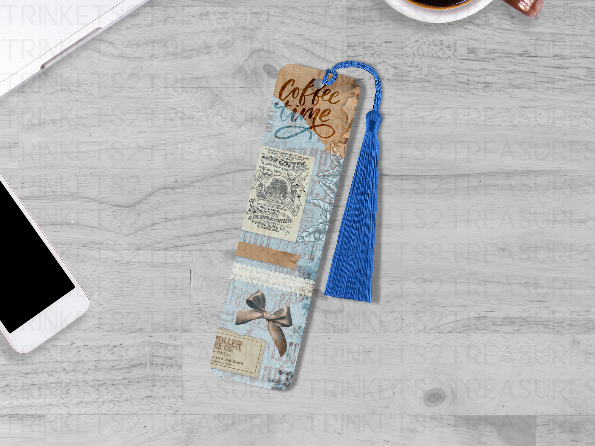 Bookmark and Tassel with Double Sided Sublimation Coffee Time #905