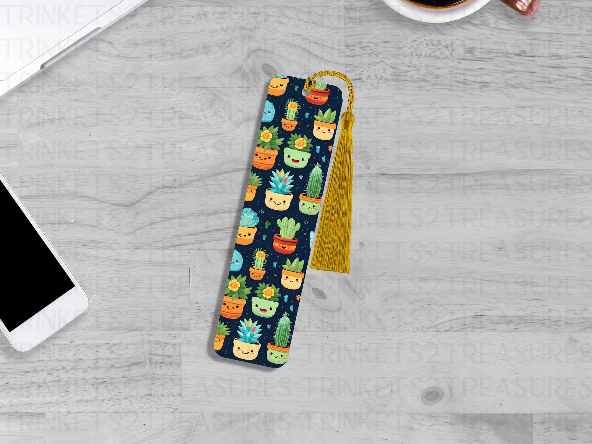 Bookmark and Tassel with Double Sided Sublimation Succulent Smiles #928