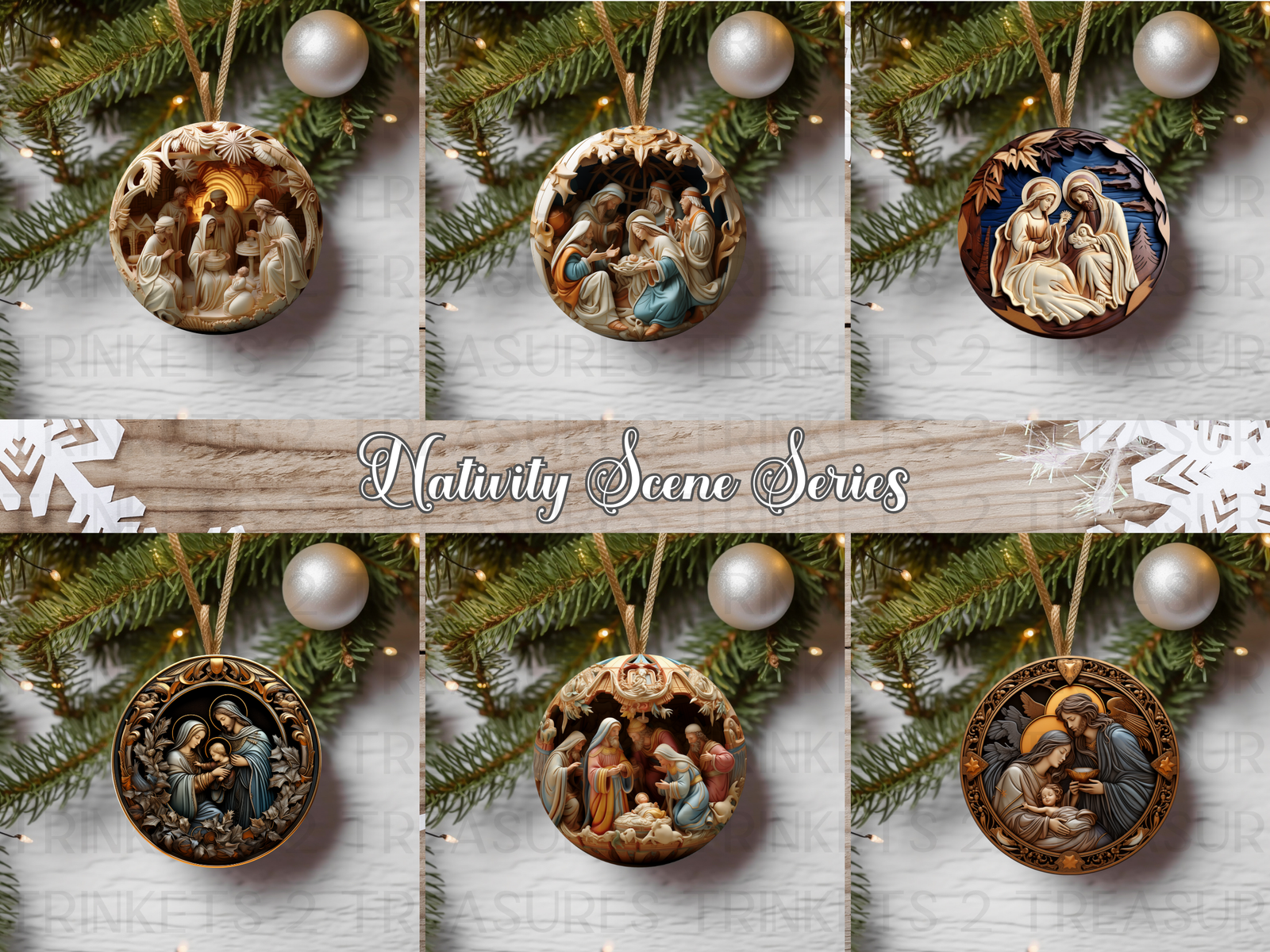 3" Acrylic or MDF Elegant Ornaments Nativity Scene Series #408