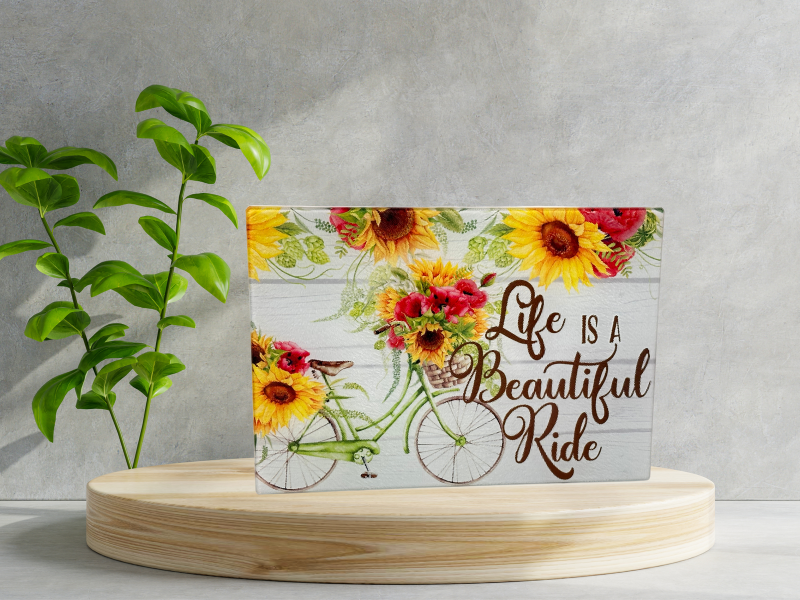 Personalized 8" x 11" Textured & Tempered Glass Cutting Board/Life is a Beautiful Ride/Design/Space Saving Kitchen Accessory/#620
