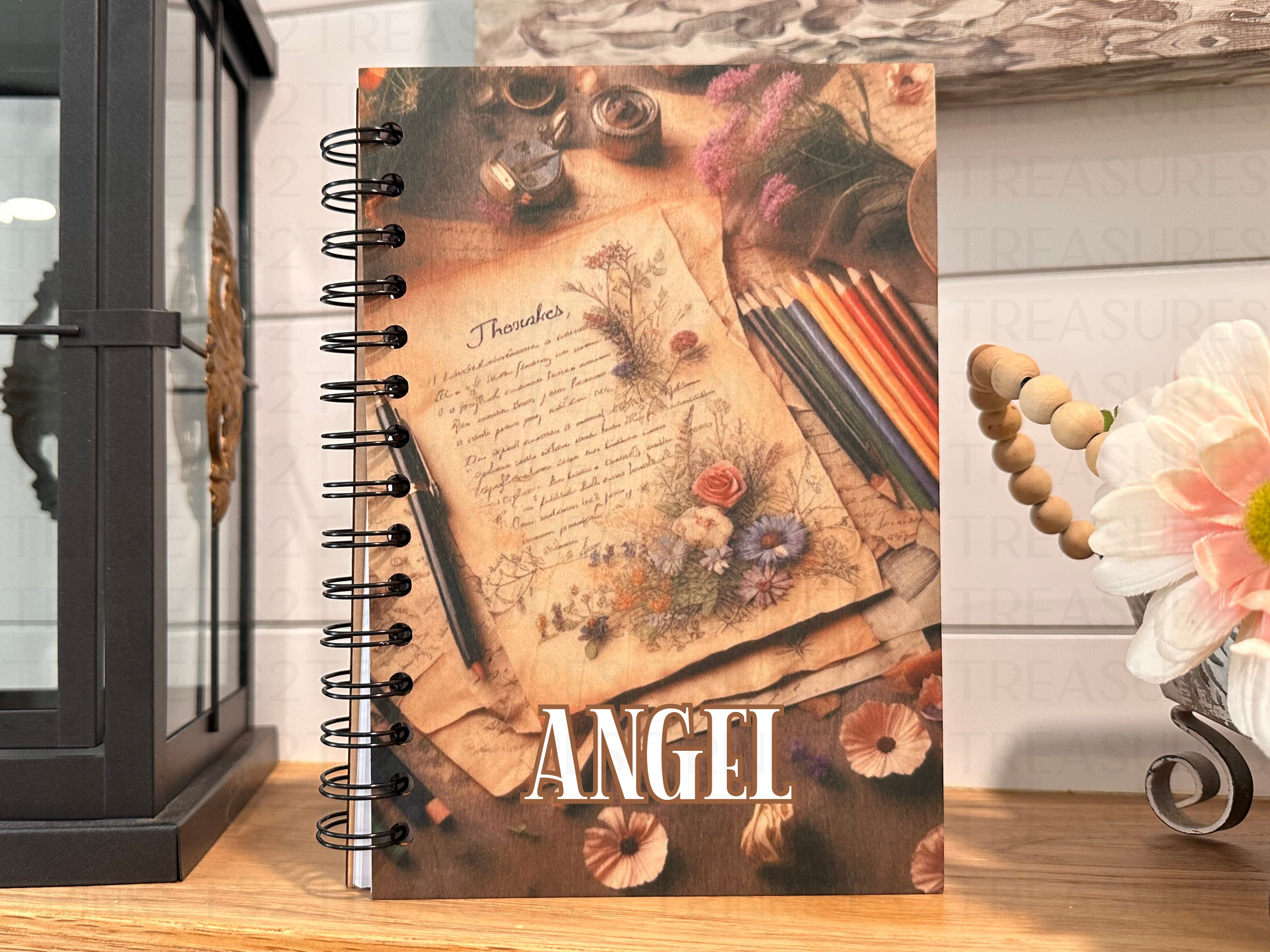 Personalized Colored Pencils Wood Notebook #1021