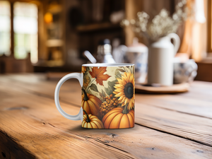 Personalized Ceramic Mug and Matching Coaster Set/11 oz or 15 oz Coffee Mug/Fall Harvest #135