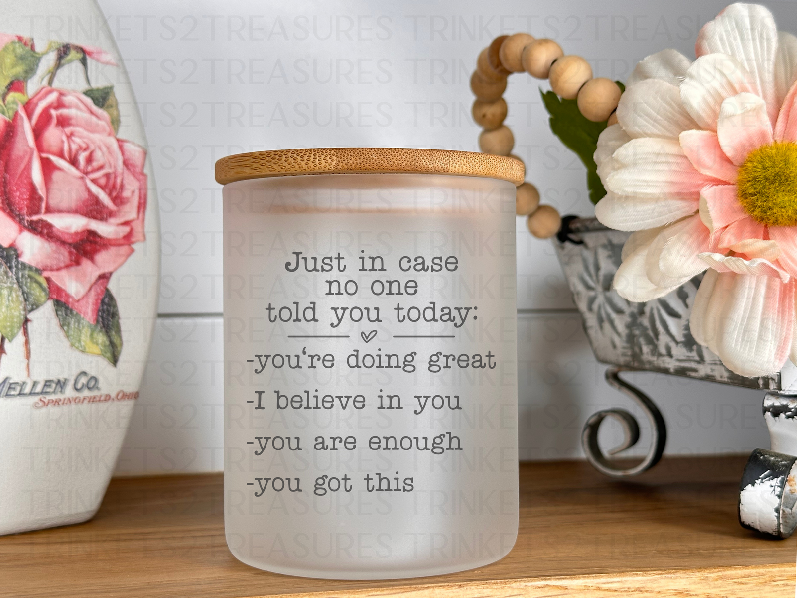 10 oz Frosted Candle Jars with Bamboo Lid/Multi-Purpose Jar/You're Doing Great/#514