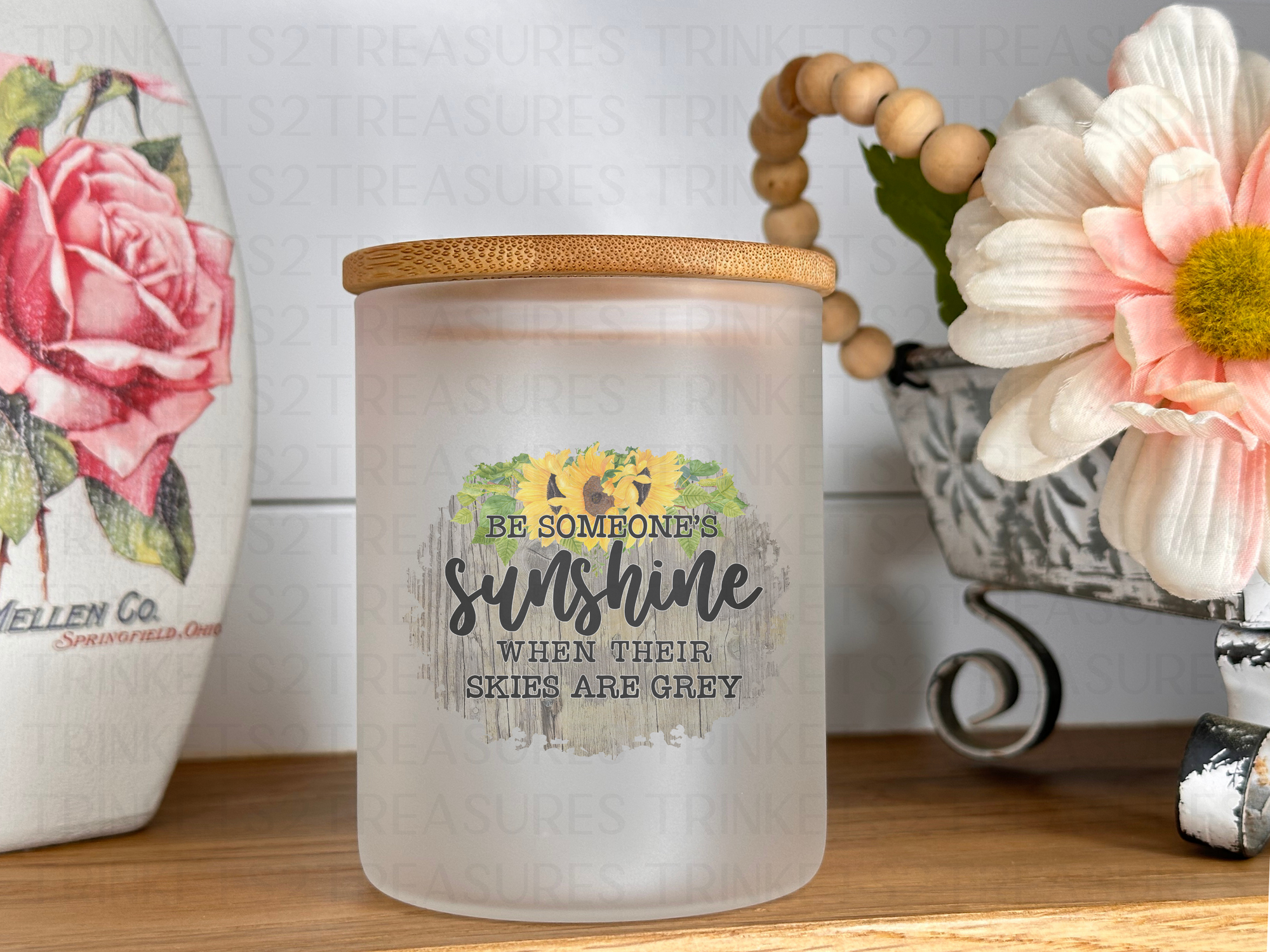 10 oz Frosted Candle Jars with Bamboo Lid/Multi-Purpose Jar/Be Someone's Sunshine/#520
