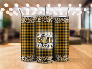 Personalized 20 oz Stainless Steel Tumbler with Metal Straw and Boo in Boujee Design #335