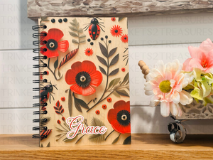 Personalized Ladybug Wood Cover Notebook #1000