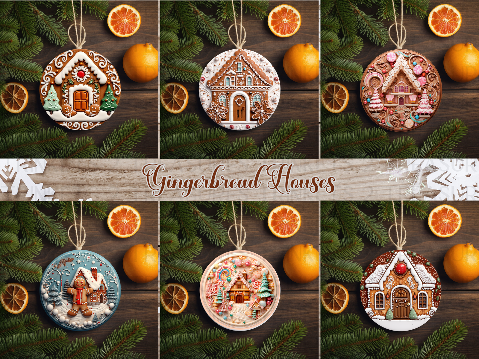 3" Acrylic or MDF Elegant Ornaments Gingerbread House Series #406