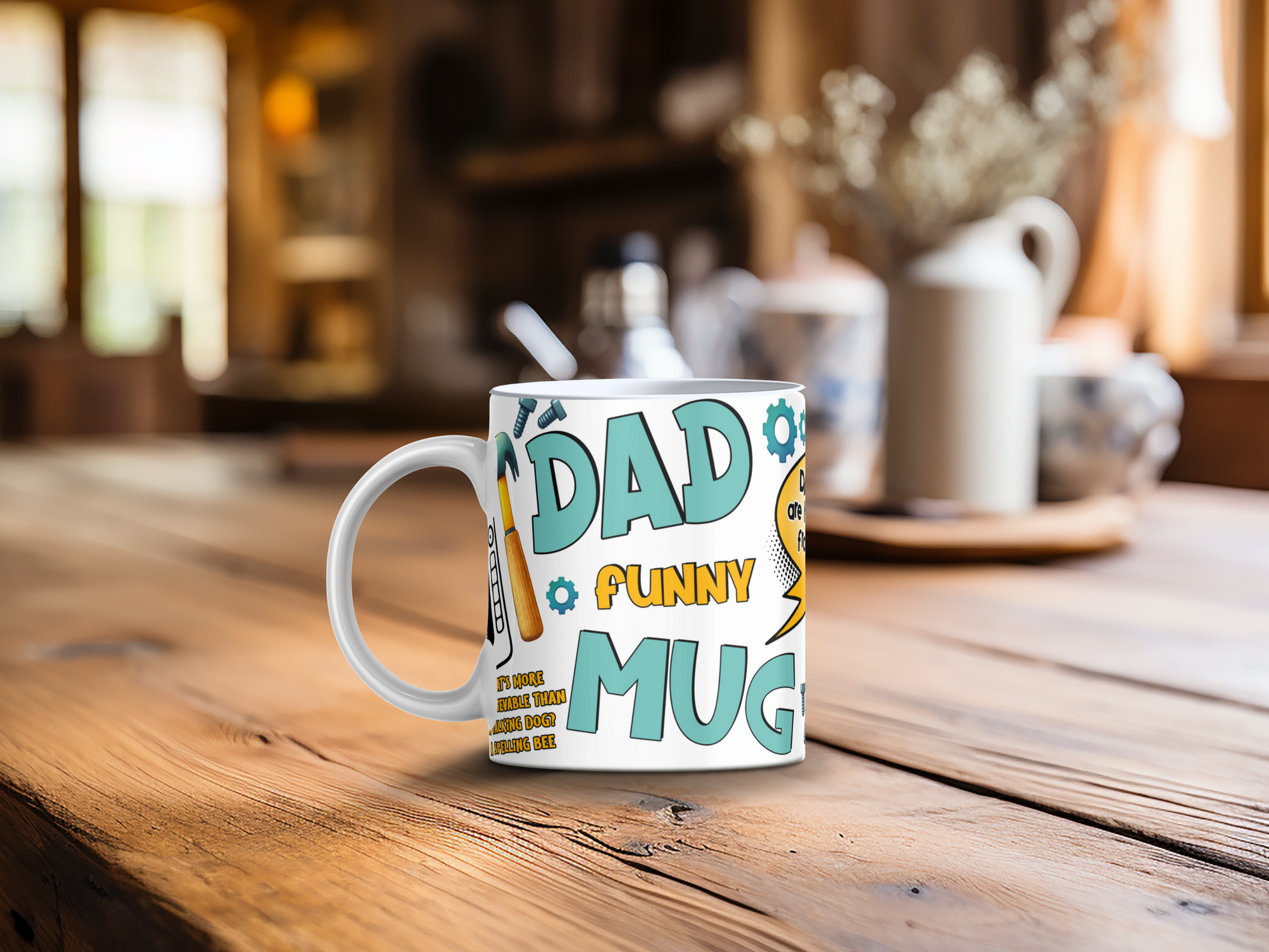 Personalized Ceramic Mug and Matching Coaster Set/11 oz or 15 oz Coffee Mug/Dad Funny Mug #125