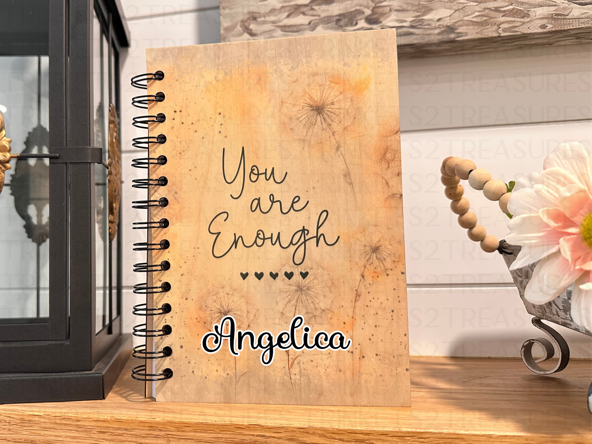 Personalized You are Enough Wood Notebook #1014