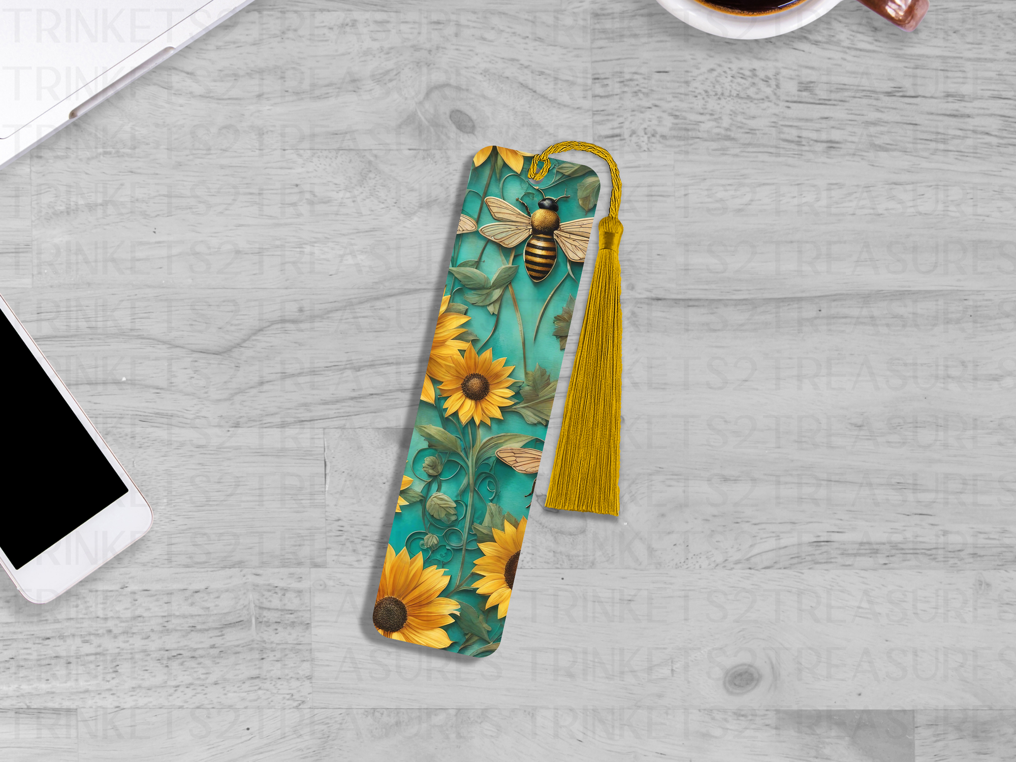 Bookmark and Tassel with Double Sided Sublimation Sunflower bee #923