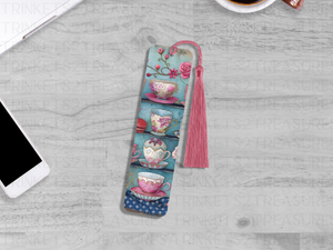 Bookmark and Tassel with Double Sided Sublimation Dainty Tea Cups #914