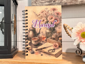 Personalized Tea Time Wood Notebook #1022