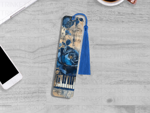 Bookmark and Tassel with Double Sided Sublimation Piano Blues #918