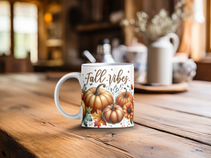 Personalized Ceramic Mug and Matching Coaster Set/11 oz or 15 oz Coffee Mug/Fall Vibes #143