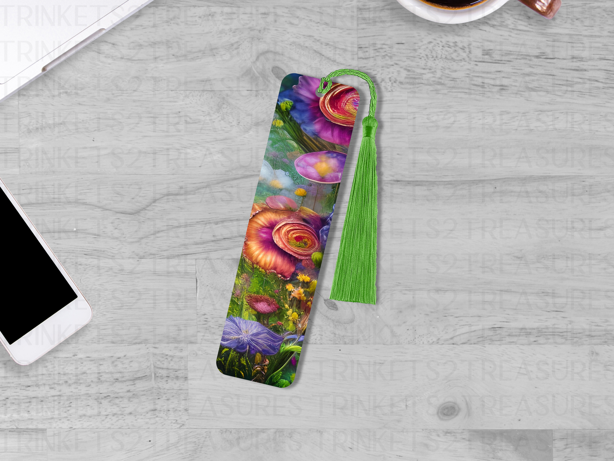 Bookmark and Tassel with Double Sided Sublimation Mystic Flowers #912