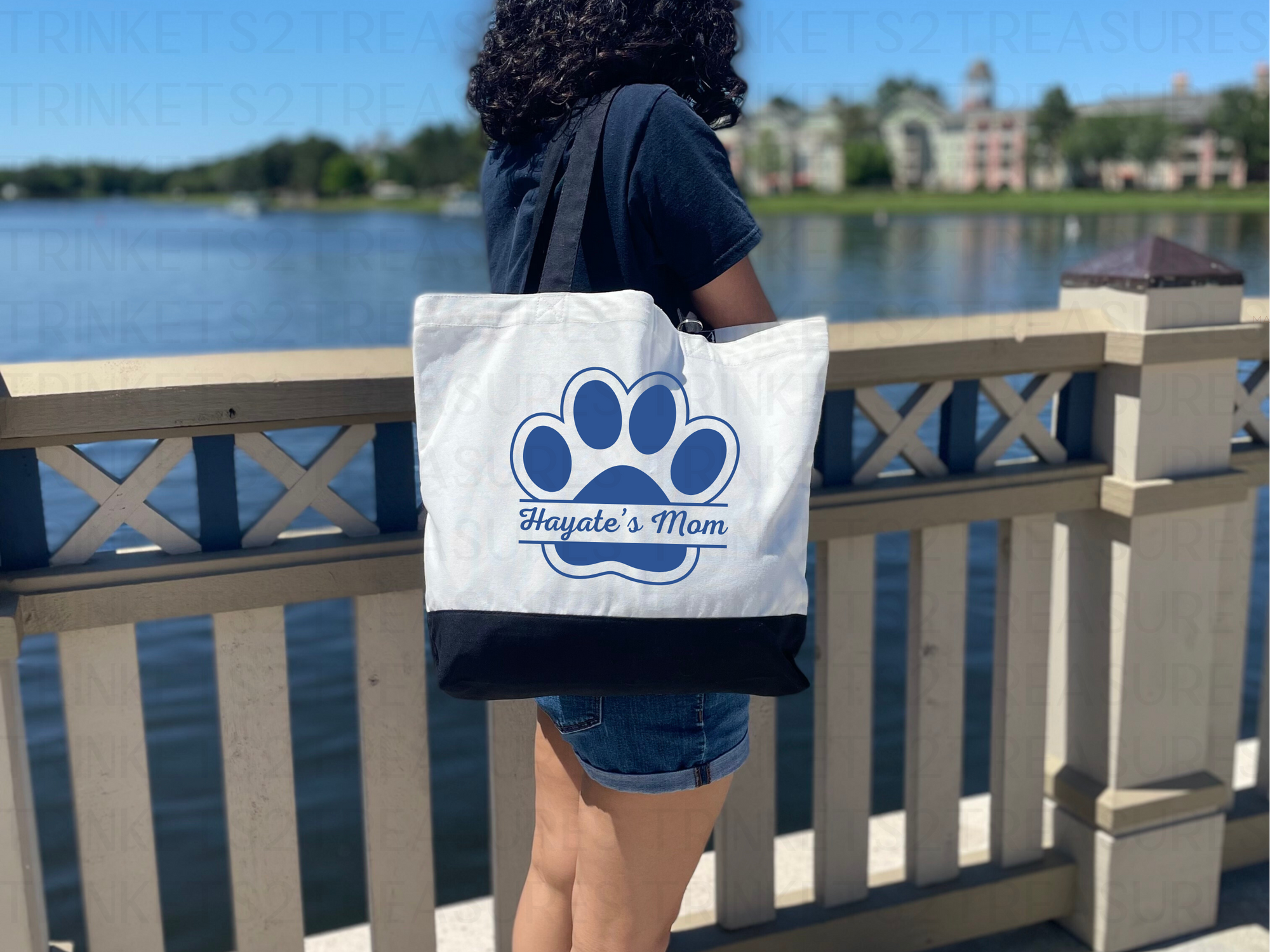 Personalized Canvas Tote Bag with Matching Canvas Make-up Pet Paw Split #730