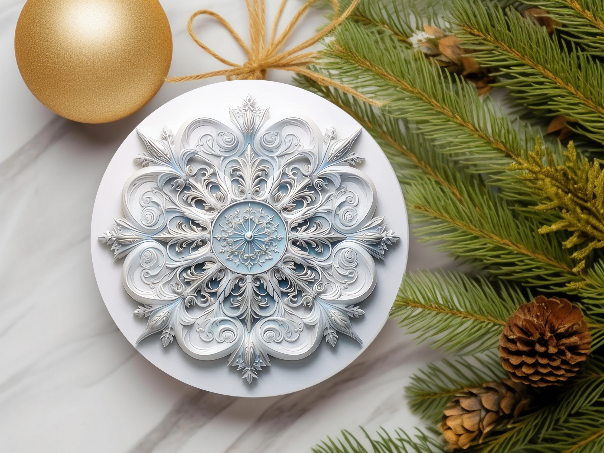 3" Ceramic Ornament Blue/White Series #412