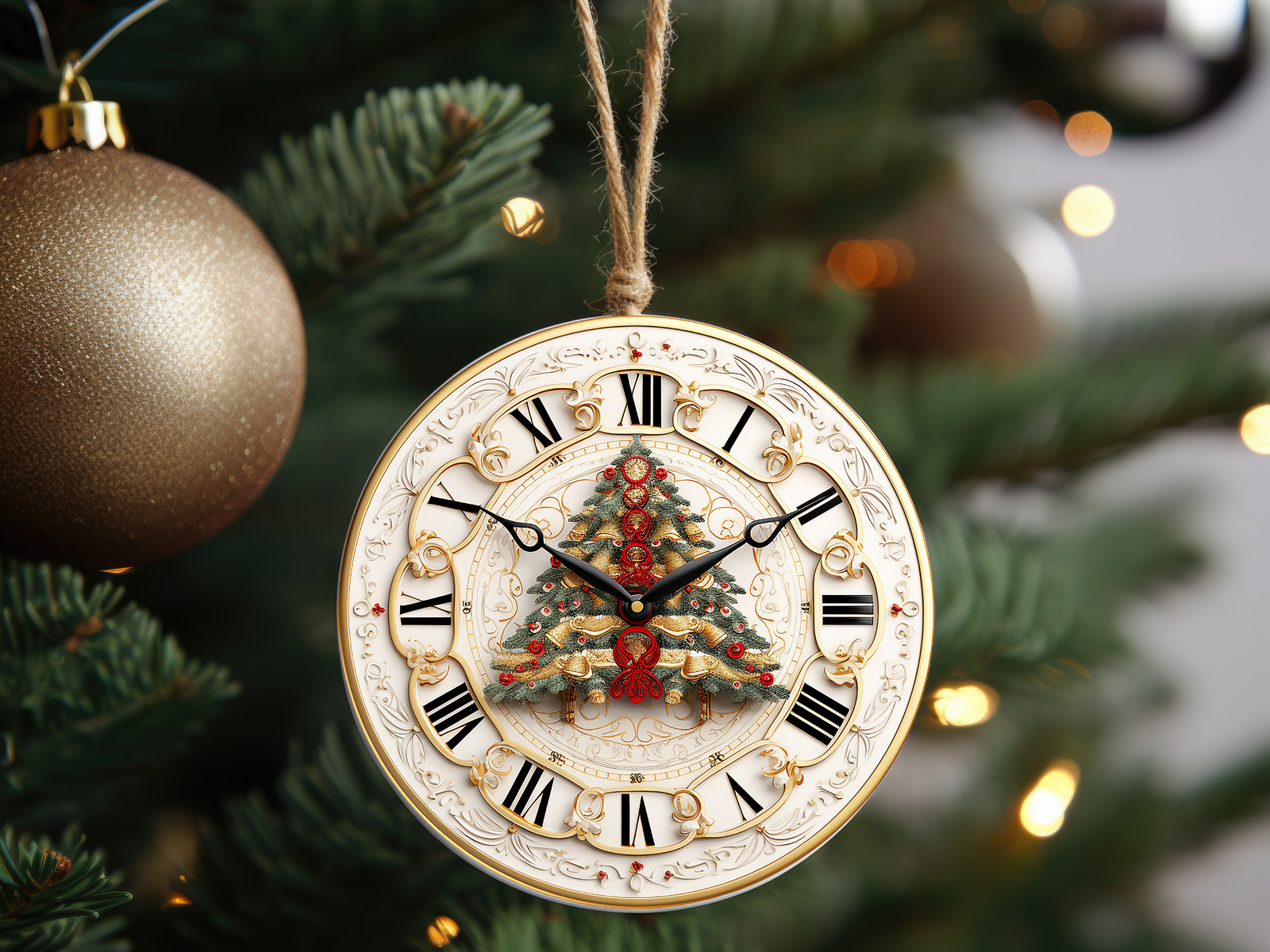 3" Ceramic Ornament Clock Tree #411