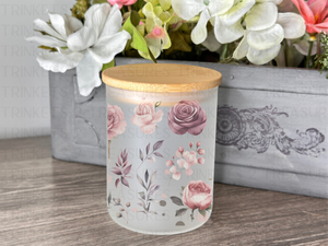 10 oz Frosted Candle Jars with Bamboo Lid/Multi-Purpose Jar/Dusty Rose/#526