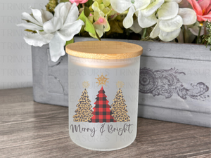 10 oz Frosted Candle Jars with Bamboo Lid/Multi-Purpose Jar/Merry & Bright Red Plaid/#535