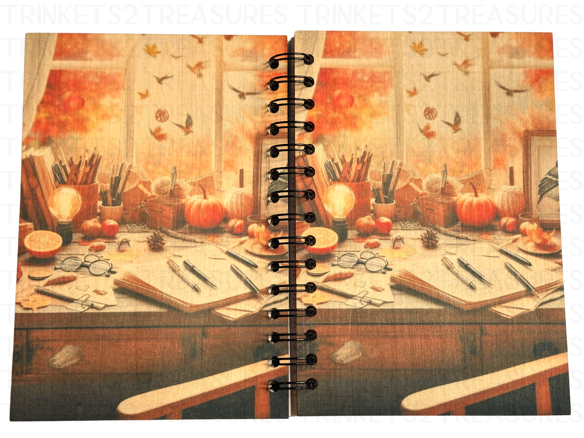 Personalized Fall Thoughts Wood Notebook #1020