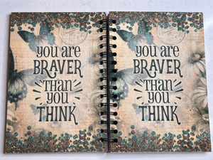 Personalized You Are Braver Than You Think Wood Notebook #1012