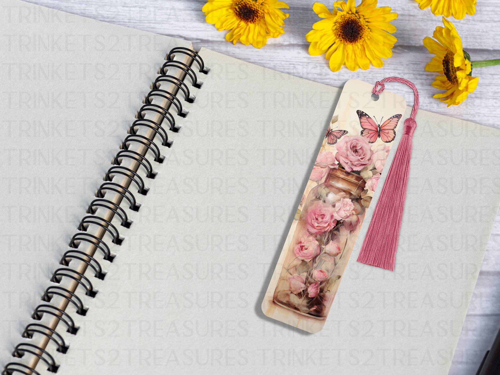 Bookmark and Tassel with Double Sided Sublimation Flowered Jar #932