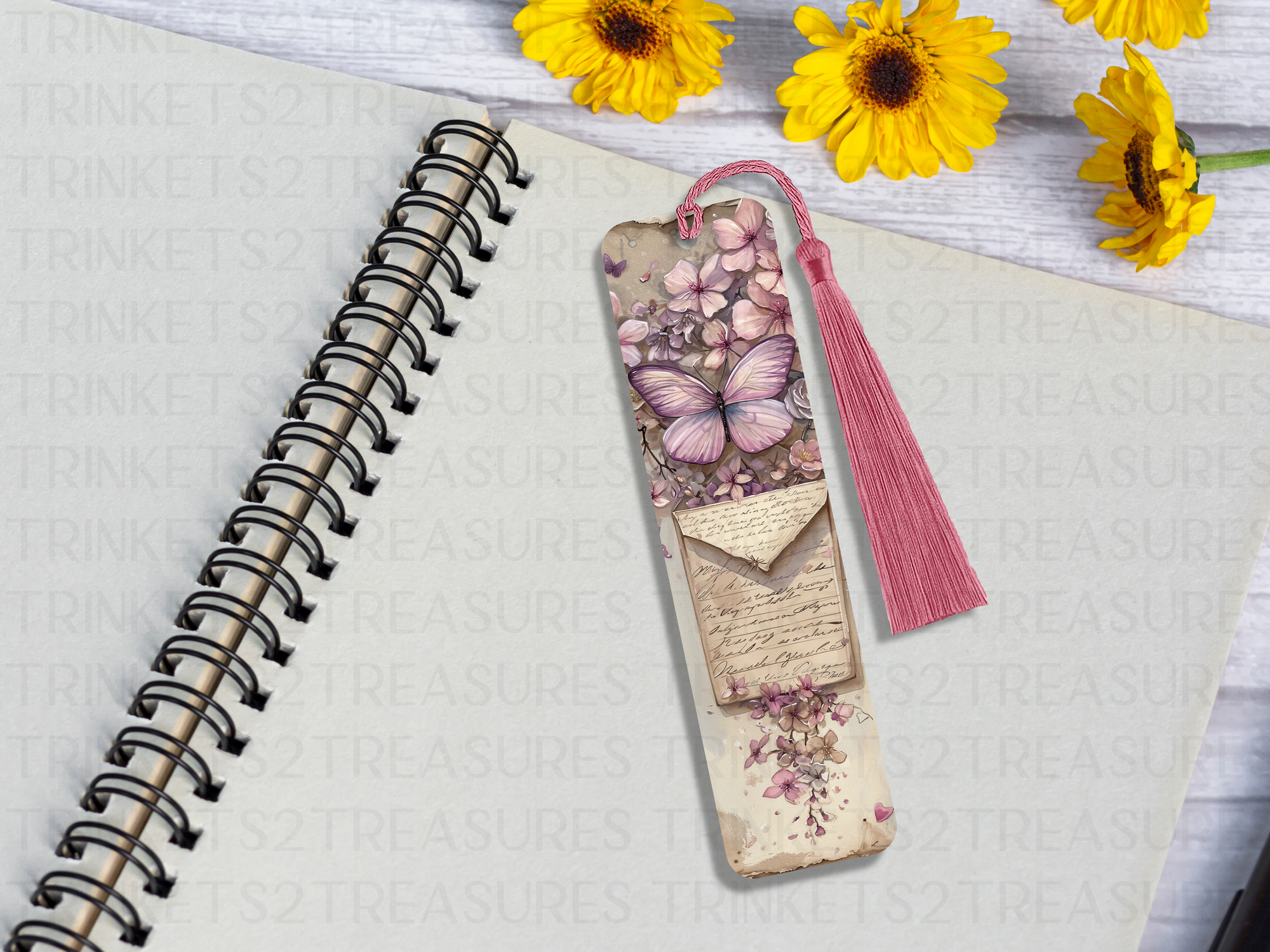 Bookmark and Tassel with Double Sided Sublimation Butterfly Script #915