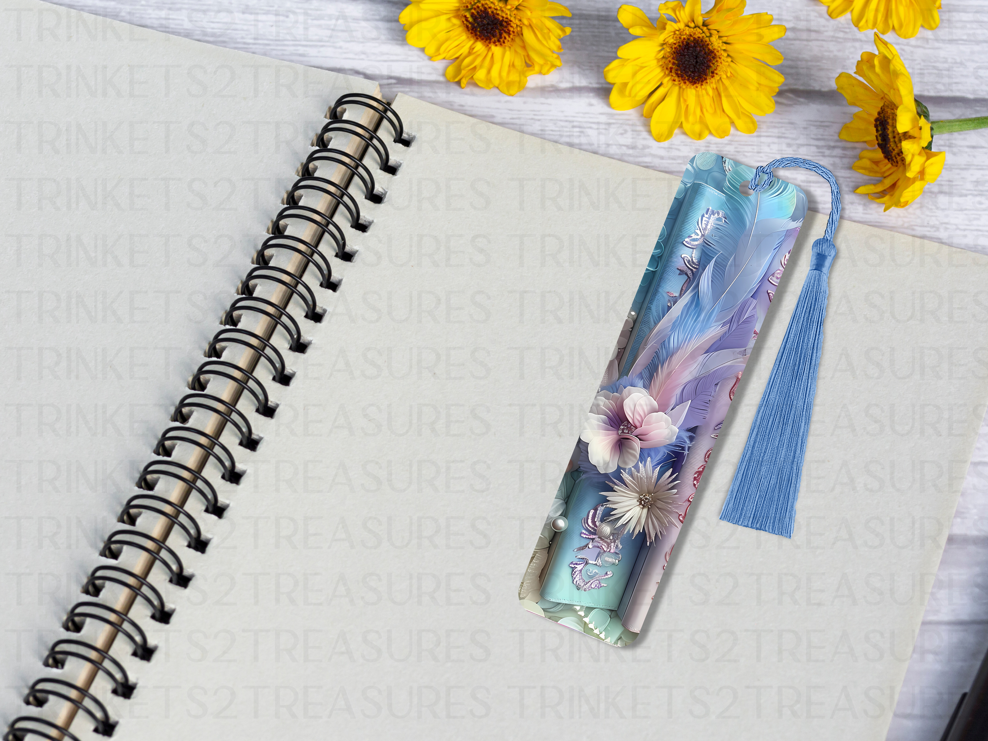 Bookmark and Tassel with Double Sided Sublimation Elegant Blue Book #907