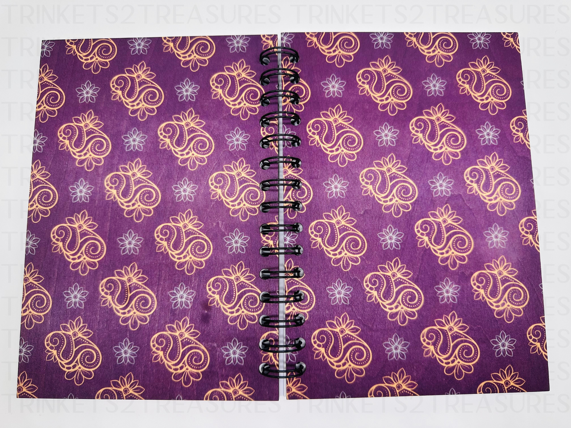 Personalized Elegant Swirl Wood Cover Notebook #1001