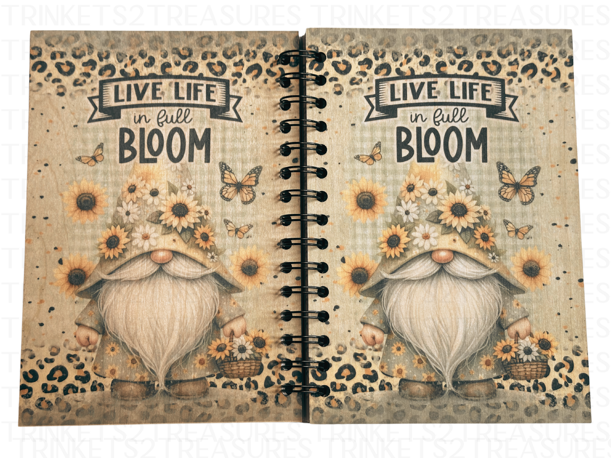 Personalized Live Life In Full Bloom Wood Notebook #1019