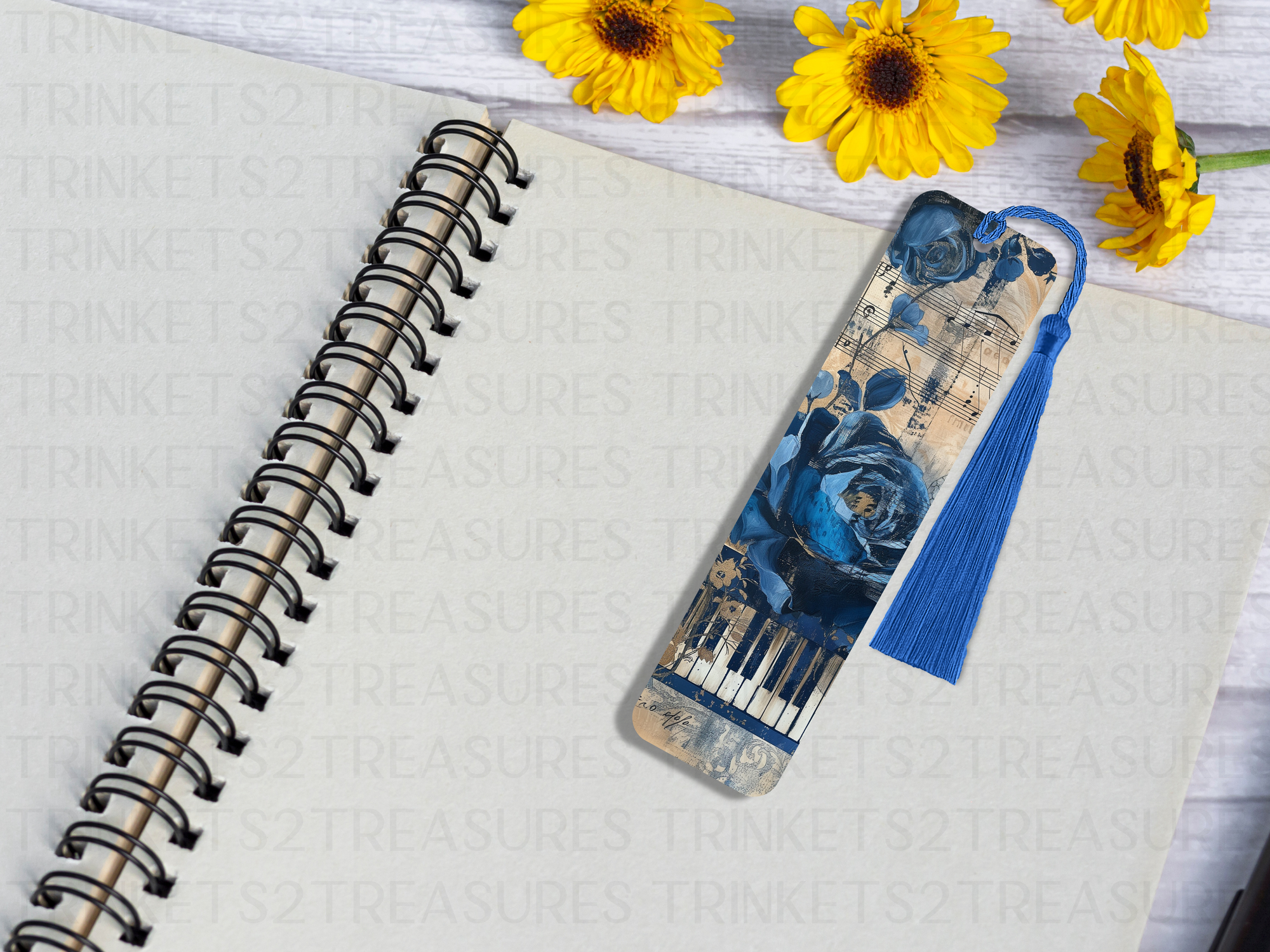 Bookmark and Tassel with Double Sided Sublimation Piano Blues #918