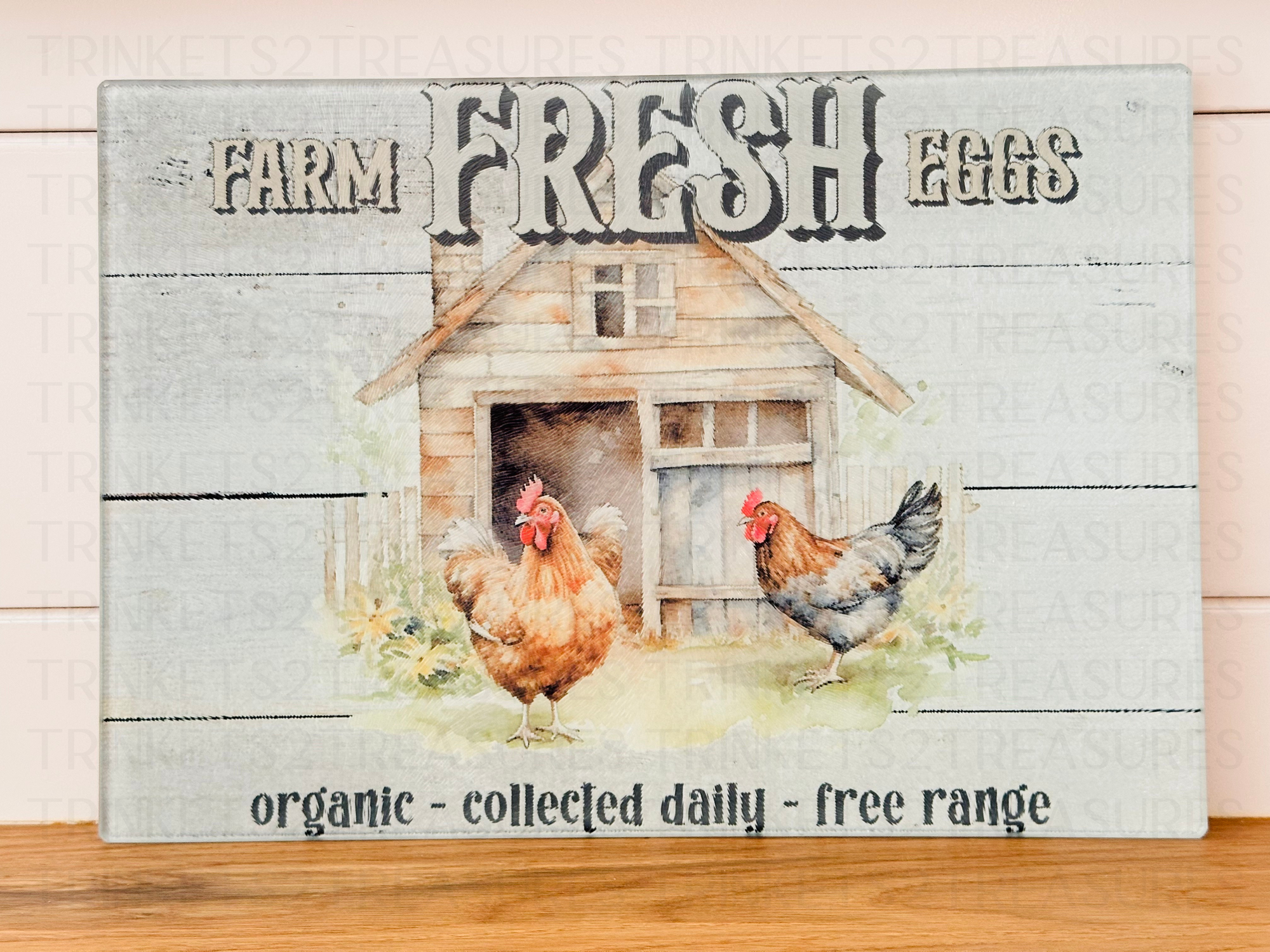 Personalized 8" x 11" Textured & Tempered Glass Cutting Board/Country Kitchen/#615